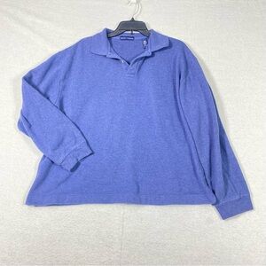 Grant Thomas Polo Shirt Mens L Blue Long Sleeve Business Casual Cotton Golf